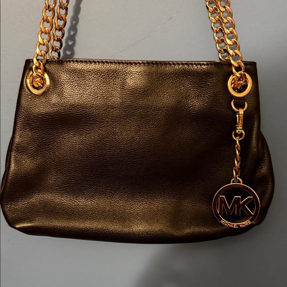 Michael Kors Black Shoulder Bag with Gold Chain